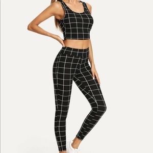 Grid Crop Top & Legging Set